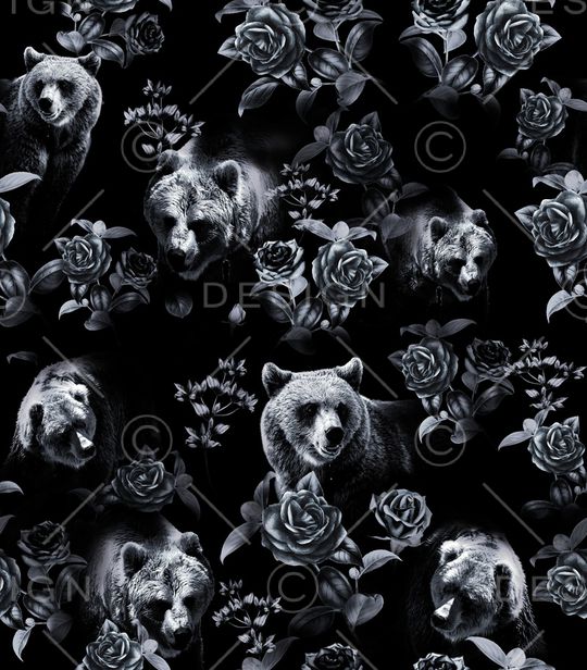 黑底花卉印花华亿平台图片