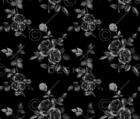 黑底花卉印花华亿平台图片