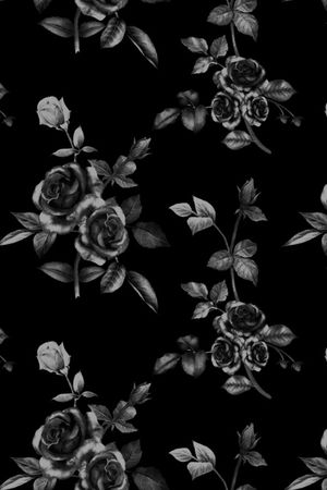 黑底花卉印花华亿平台图片