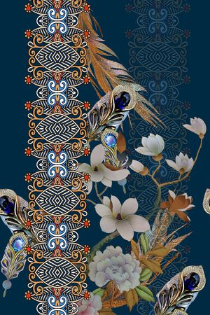 中国风定位花印花华亿平台图片