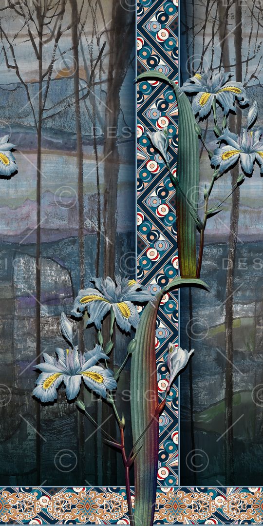 中国风定位花印花华亿平台图片