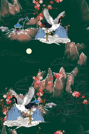 仙鹤印花华亿平台图片