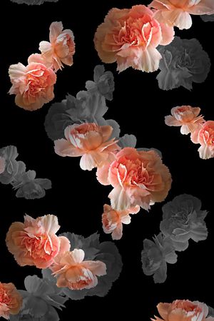 黑底花卉印花华亿平台图片