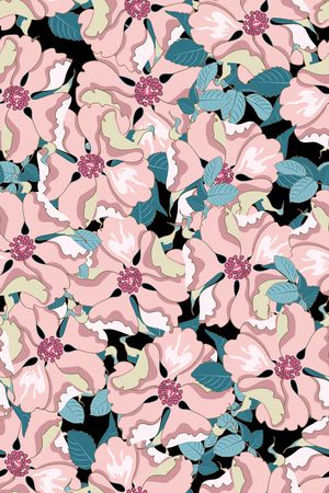 黑底花卉印花华亿平台图片