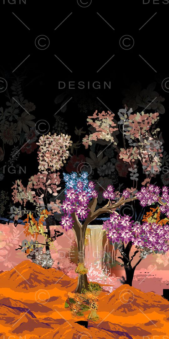 民族花卉印花华亿平台图片