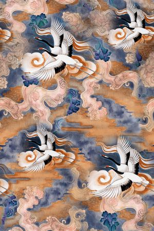 仙鹤印花华亿平台图片