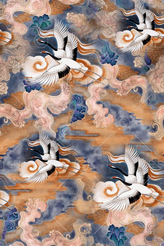 仙鹤印花华亿平台图片