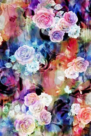 彩底花卉印花华亿平台图片