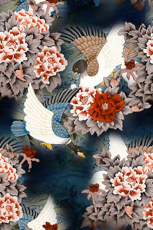 花鸟印花华亿平台图片