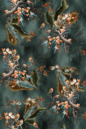 花鸟印花华亿平台图片