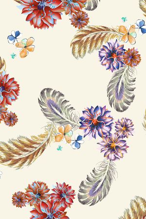 羽毛印花华亿平台图片