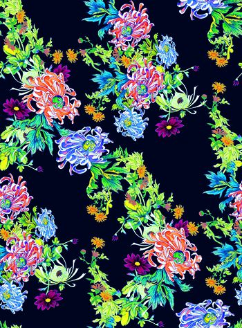 彩底花卉印花华亿平台图片