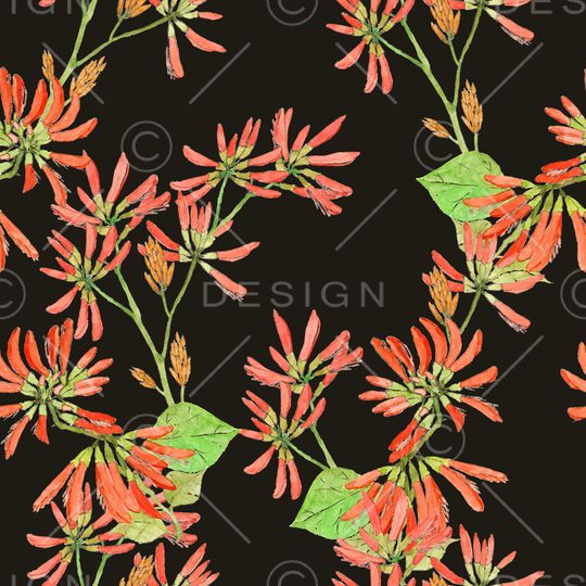 黑底花卉印花华亿平台图片