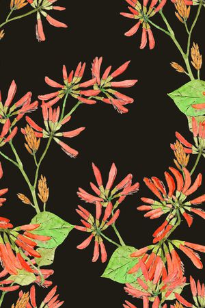 黑底花卉印花华亿平台图片