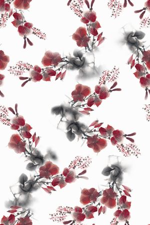 抽象花卉印花华亿平台图片