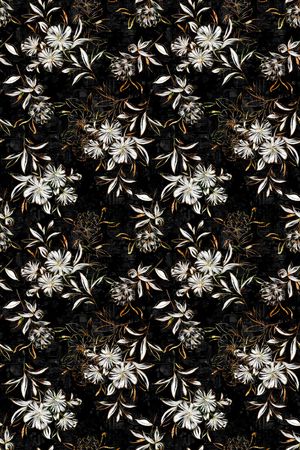 黑底花卉印花华亿平台图片