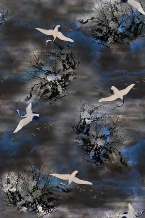 仙鹤印花华亿平台图片