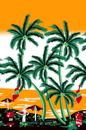 椰子树印花华亿平台图片