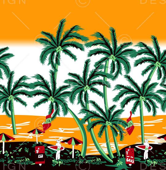 椰子树印花华亿平台图片