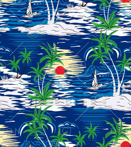 椰子树印花华亿平台图片