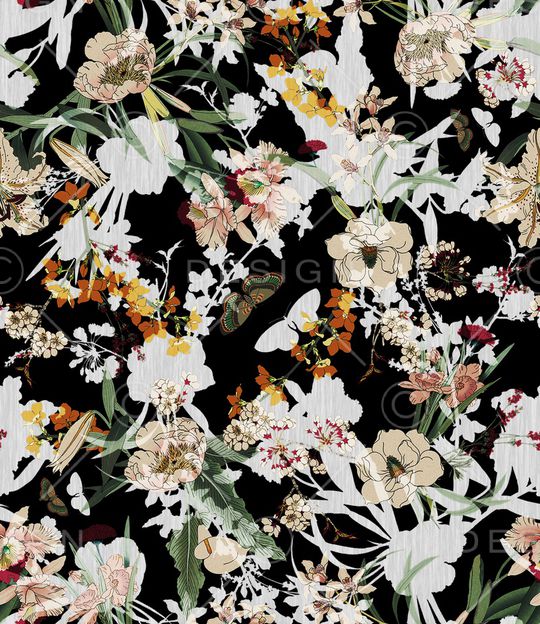 手绘花卉印花华亿平台图片