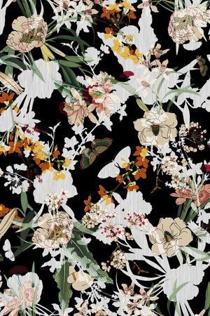 手绘花卉印花华亿平台图片