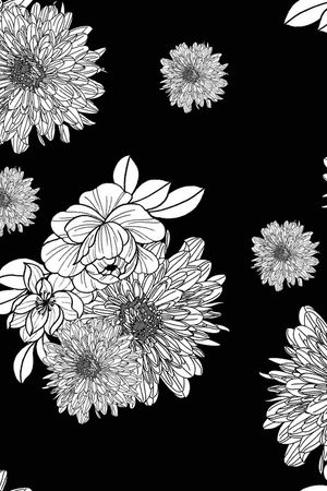 黑底花卉印花华亿平台图片