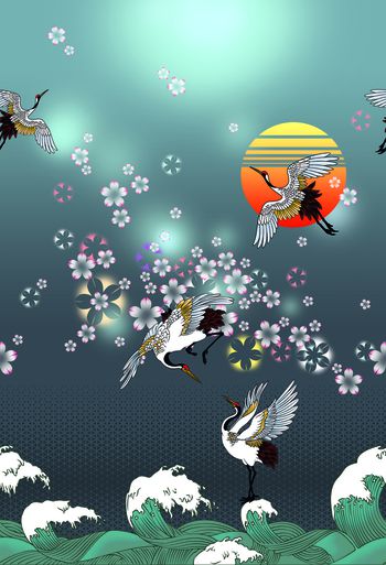 仙鹤印花华亿平台图片