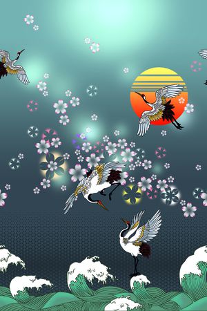 仙鹤印花华亿平台图片