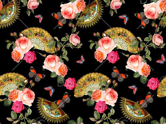 扇子印花华亿平台图片