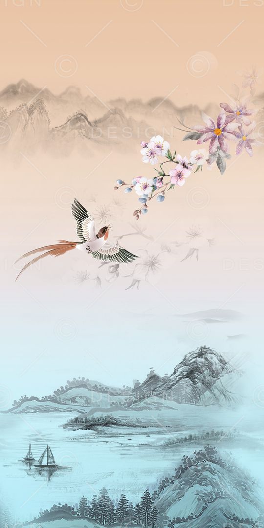 水墨风印花华亿平台图片