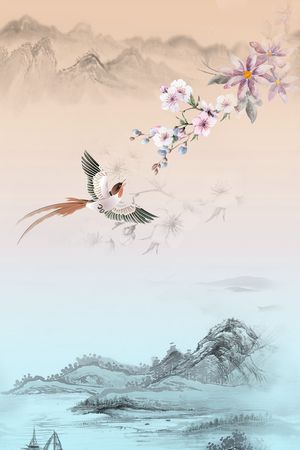 水墨风印花华亿平台图片