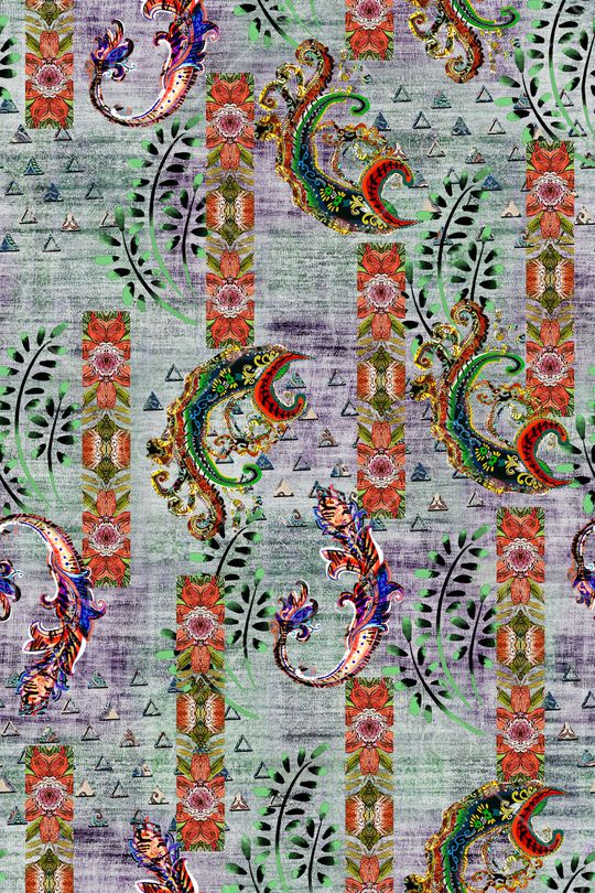 几何花卉印花华亿平台图片