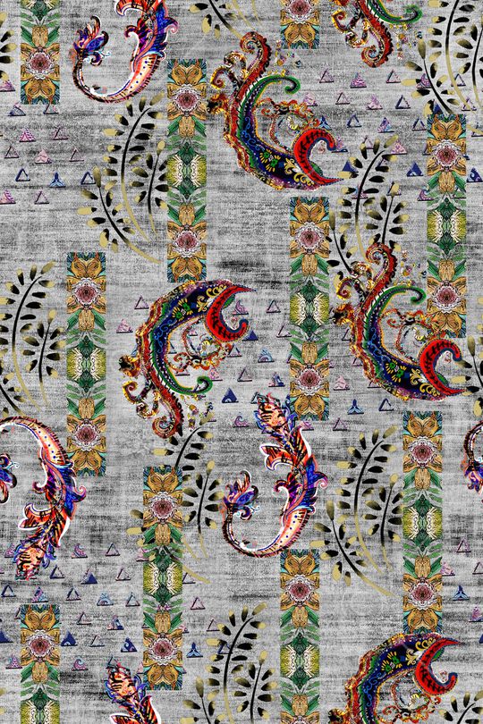 几何花卉印花华亿平台图片