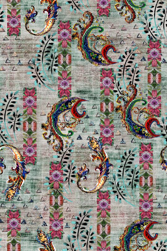 几何花卉印花华亿平台图片