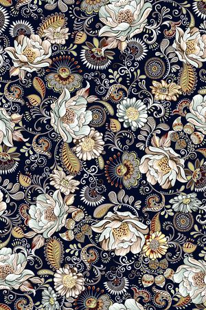 民族花卉印花华亿平台图片