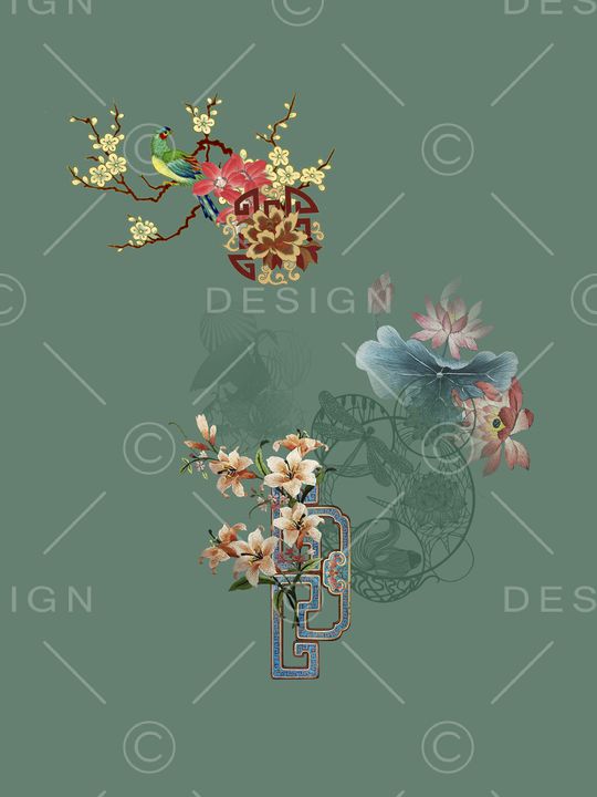 民族花卉印花华亿平台图片