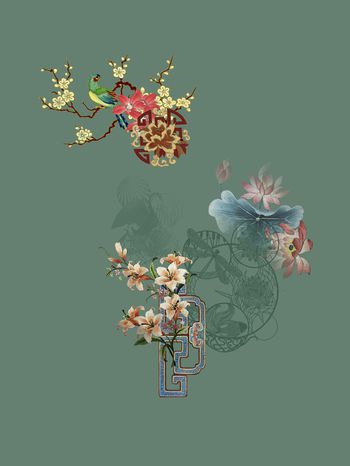 民族花卉印花华亿平台图片