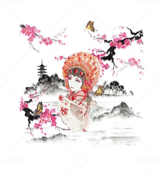 水墨风印花华亿平台图片