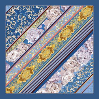 丝巾定位花印花华亿平台图片