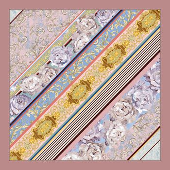 丝巾定位花印花华亿平台图片