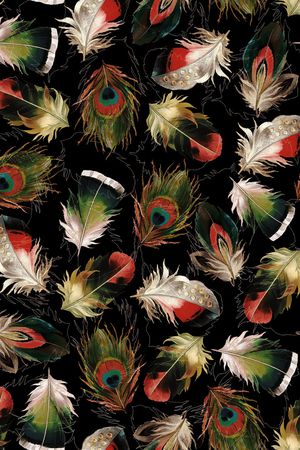 鸟羽毛印花华亿平台图片