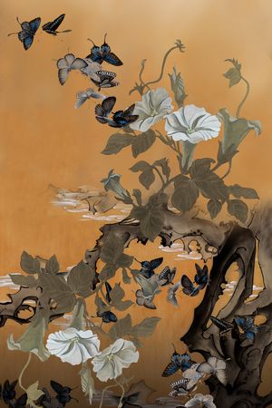 中国风定位花印花华亿平台图片