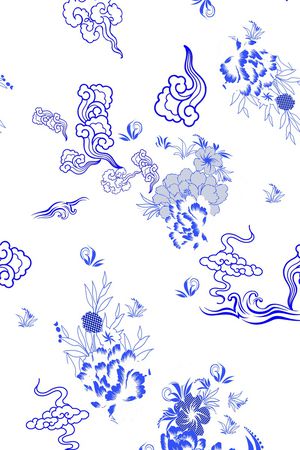 青花瓷印花华亿平台图片