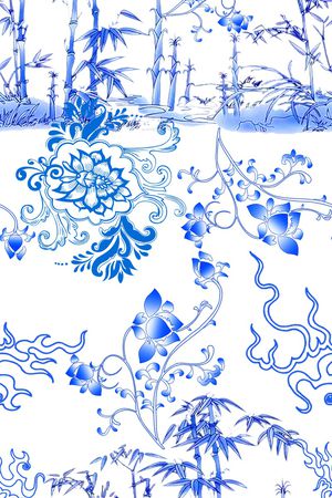 青花瓷印花华亿平台图片