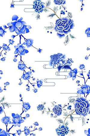 青花瓷印花华亿平台图片