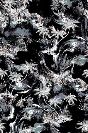 椰子树印花华亿平台图片