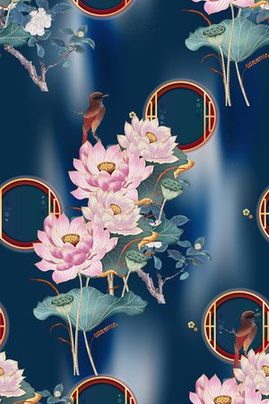 中国风旗袍真丝印花印花华亿平台图片