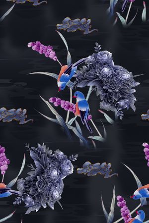 中国风旗袍真丝印花印花华亿平台图片