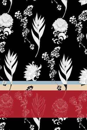 黑底花卉印花华亿平台图片